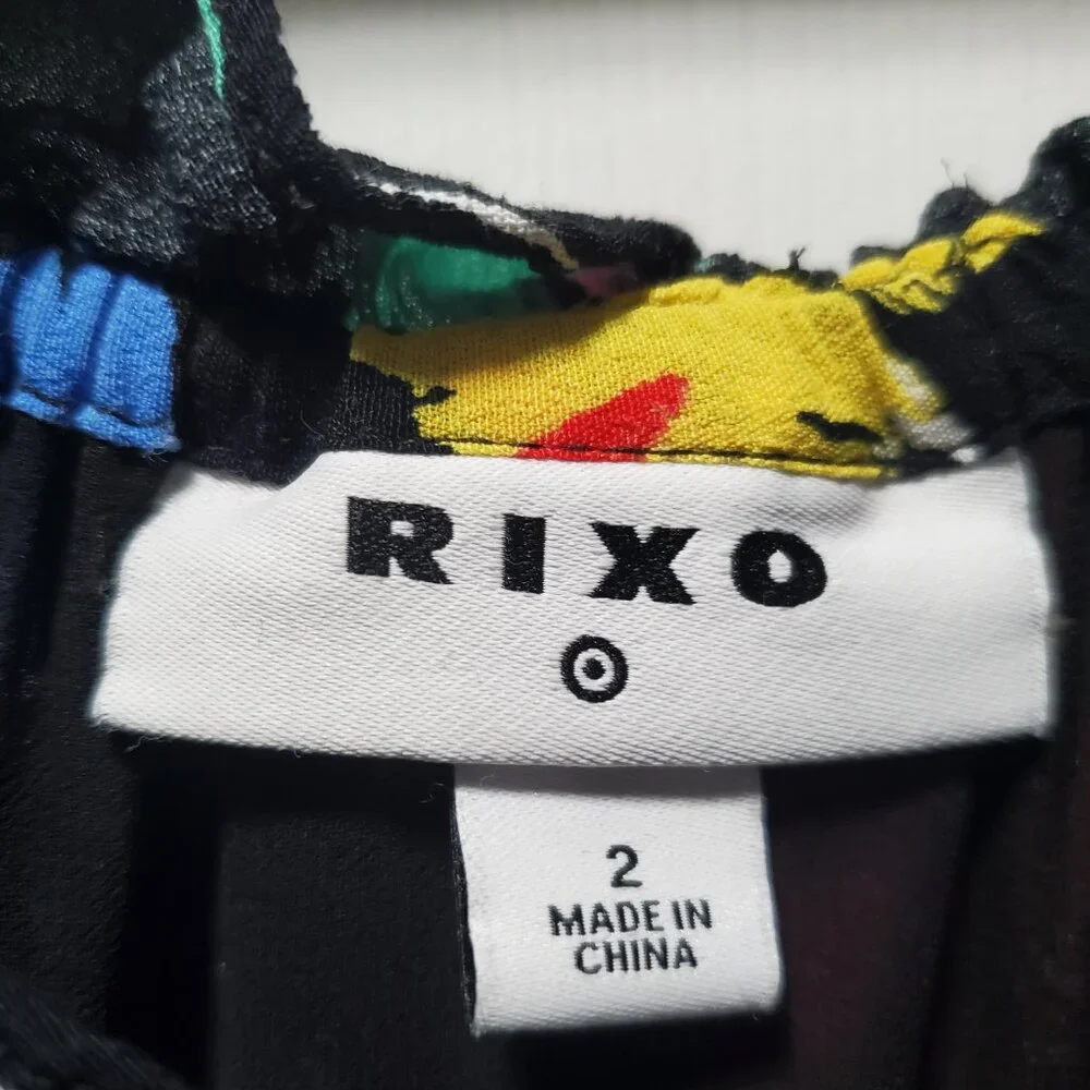 RIXO for Target Black Floral Off the Shoulder Puff Sleeve Maxi Dress | Size 2 - Picture 4 of 6